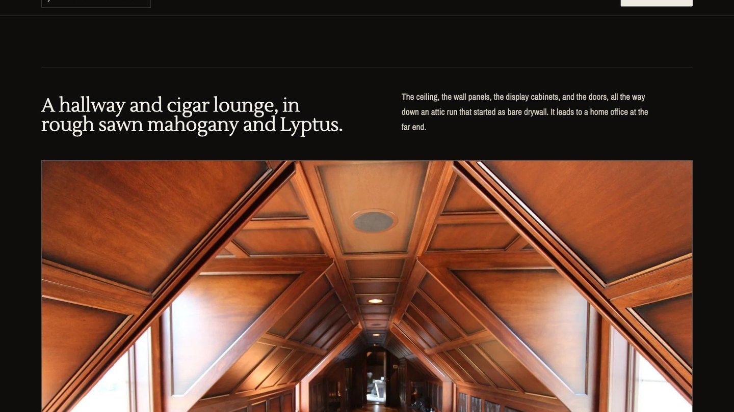 The featured project section of the new homepage
